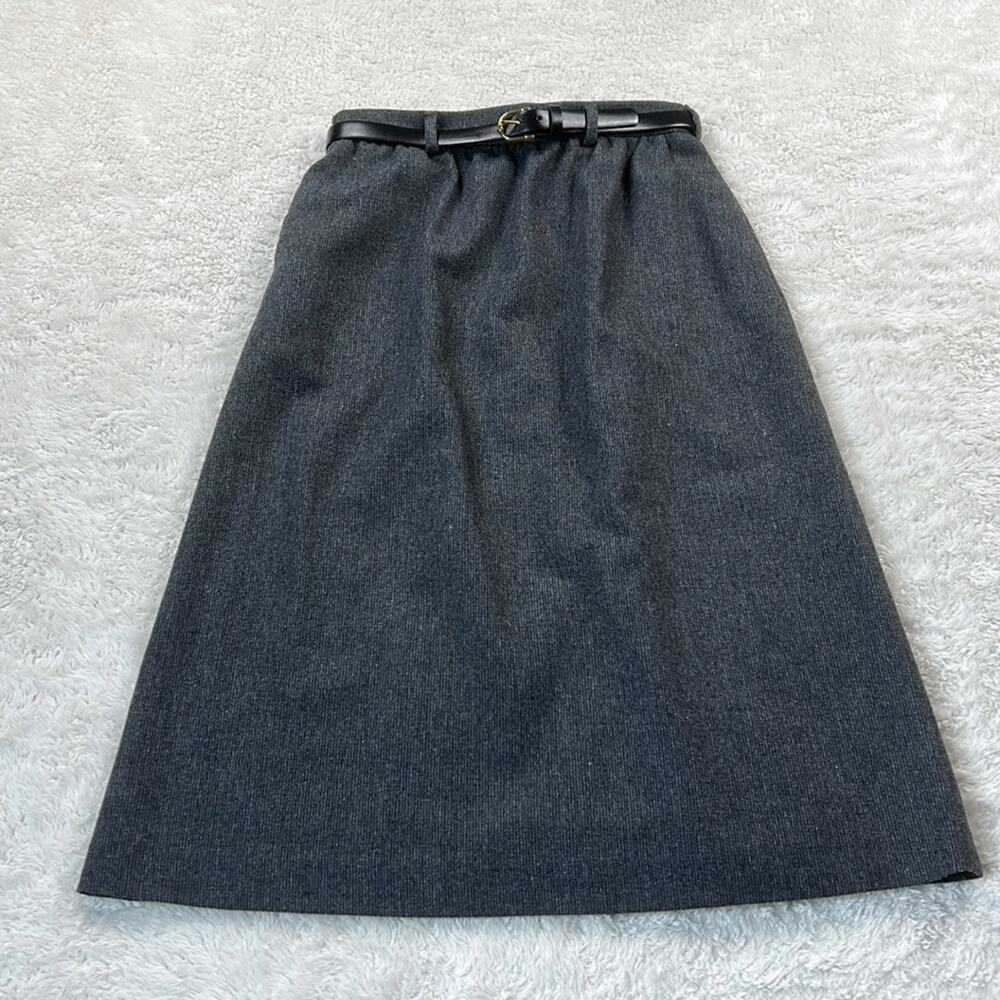 Vintage 80s Andrea york by Farah grey belted midi‎ skirt, size 8